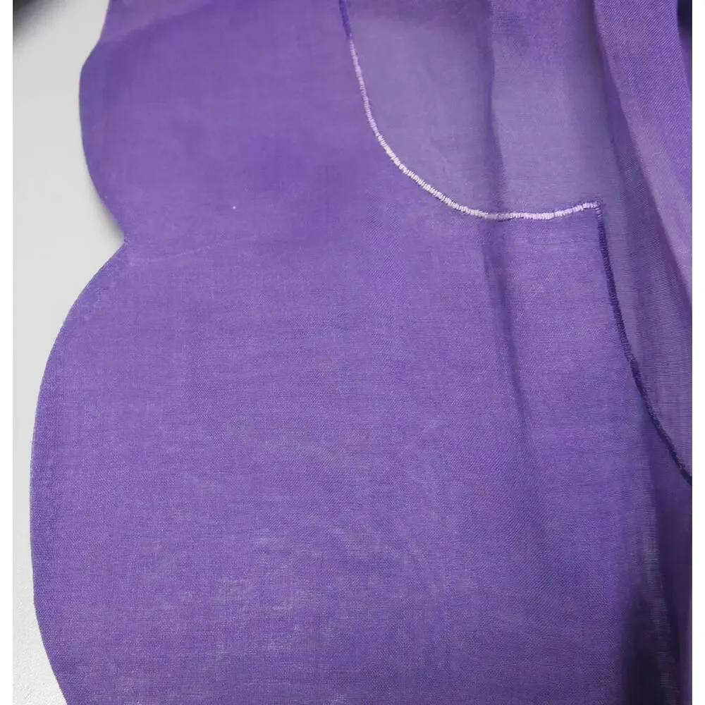 VINTAGE 1950/1960 Half Apron Handmade Organza Pocket Violets Purple